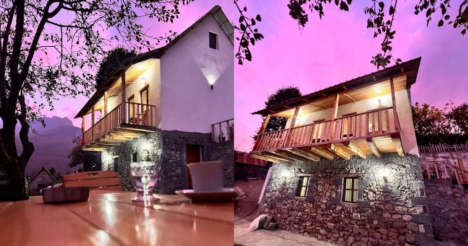 Traditional Northern Albania architecture at an Agrotourism stay Lake Koman
